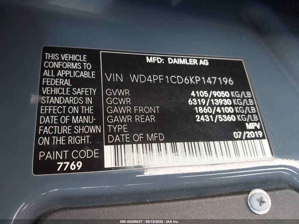 WD4PF1CD6KP147196 2019 MERCEDES-BENZ SPRINTER 2500 photo no. 9