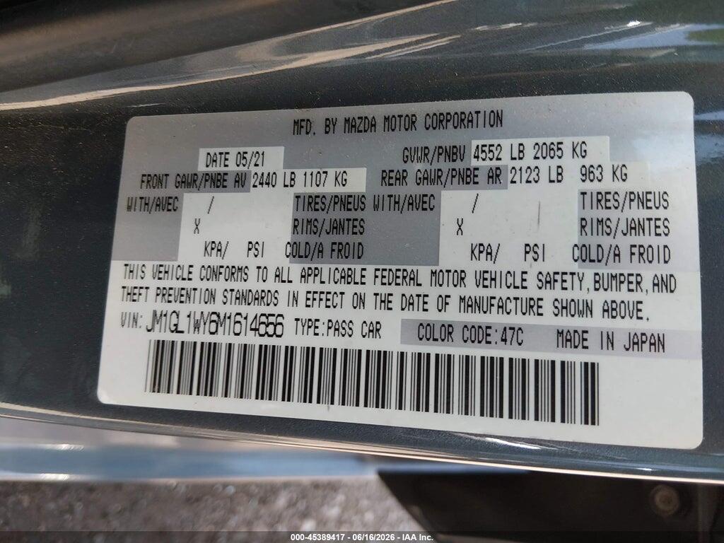 JM1GL1WY6M1614656 2021 MAZDA MAZDA6 photo no. 9