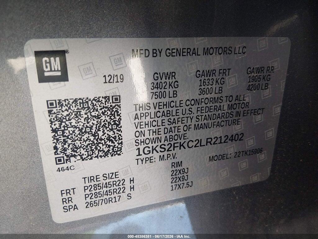 1GKS2FKC2LR212402 2020 GMC YUKON XL photo no. 9