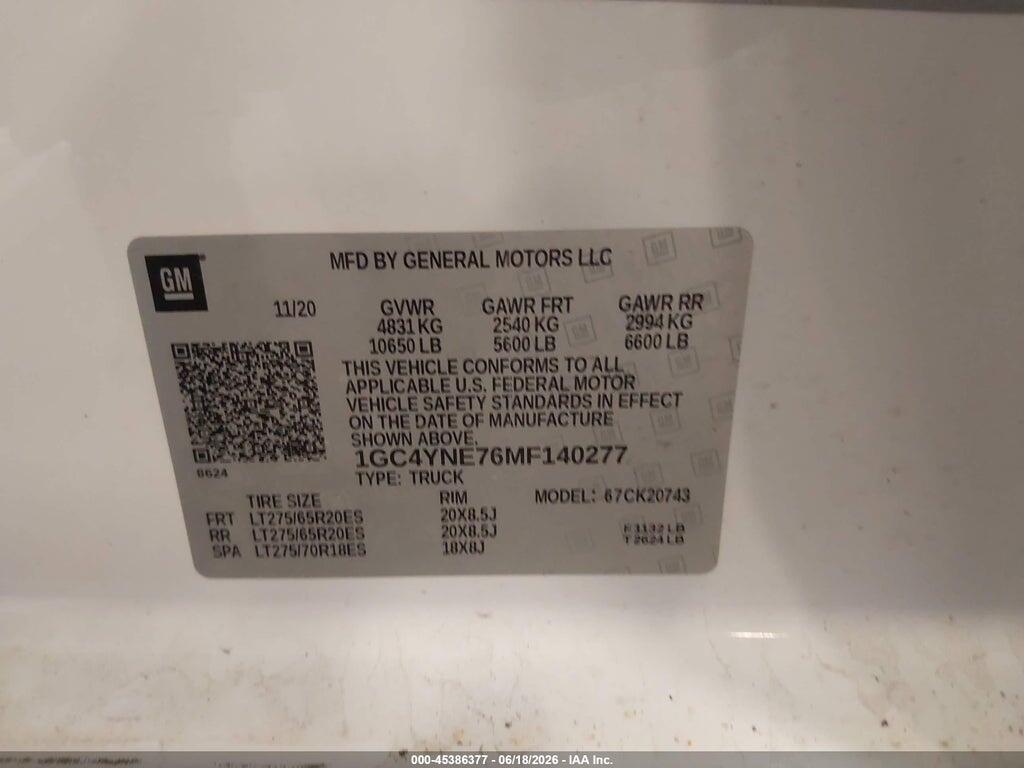 1GC4YNE76MF140277 2021 CHEVROLET SILVERADO 2500HD photo no. 9