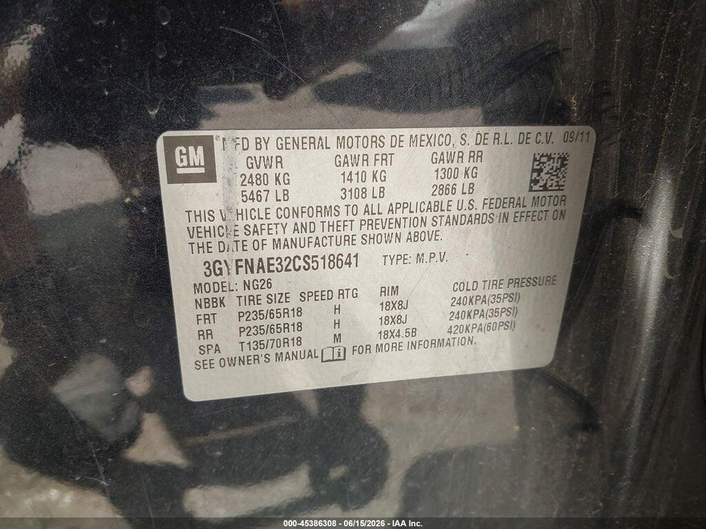 3GYFNAE32CS518641 2012 CADILLAC SRX photo no. 9