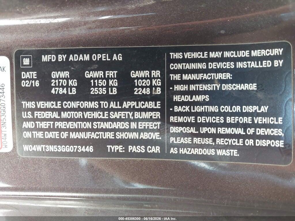 W04WT3N53GG073446 2016 BUICK CASCADA photo no. 9