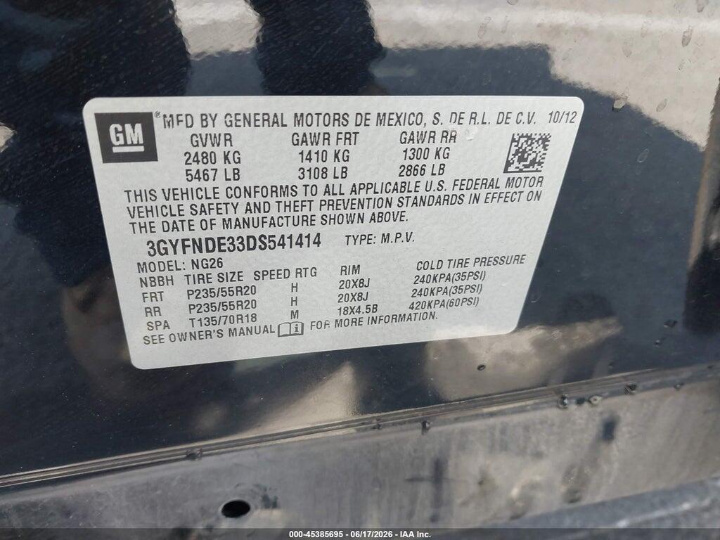3GYFNDE33DS541414 2013 CADILLAC SRX photo no. 9
