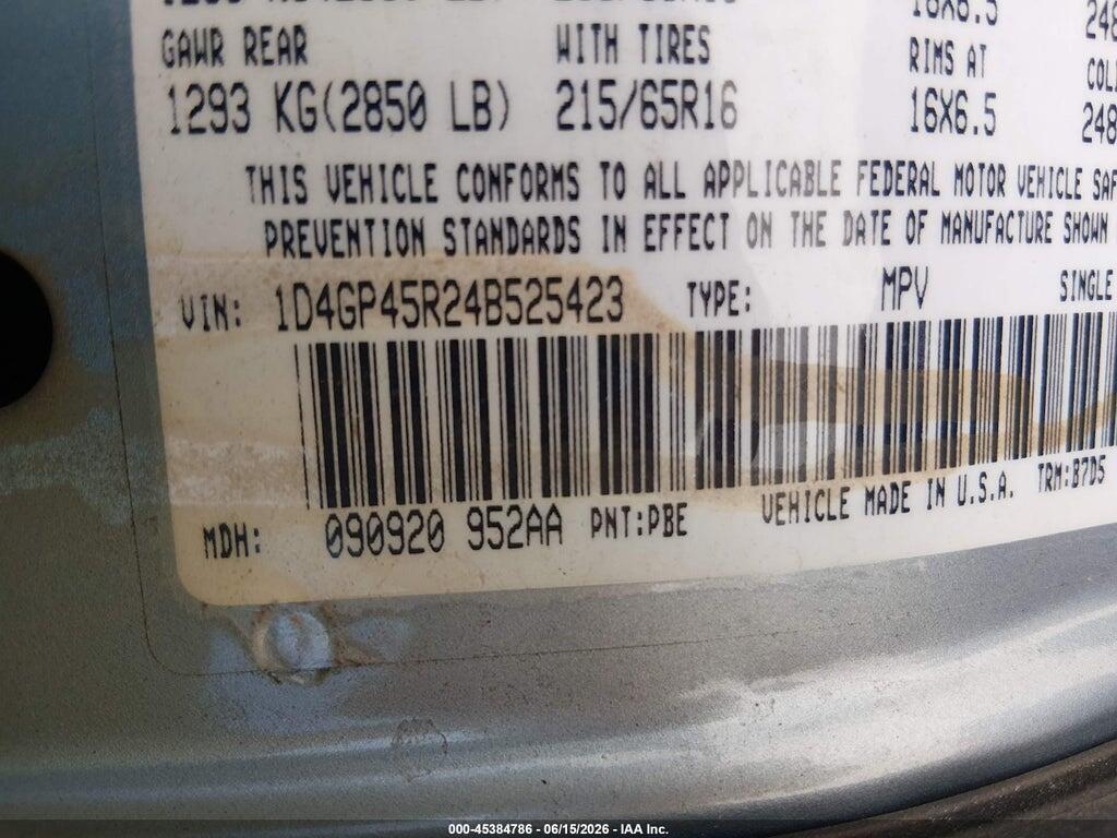 1D4GP45R24B525423 2004 DODGE CARAVAN photo no. 9