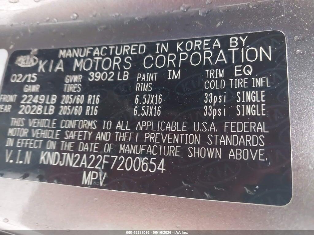 KNDJN2A22F7200654 2015 KIA SOUL photo no. 9
