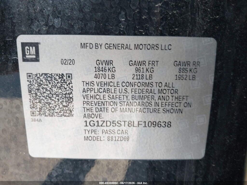 1G1ZD5ST8LF109638 2020 CHEVROLET MALIBU photo no. 8