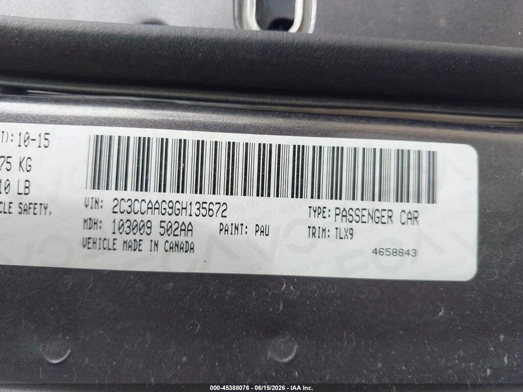 2C3CCAAG9GH135672 2016 CHRYSLER 300 photo no. 9