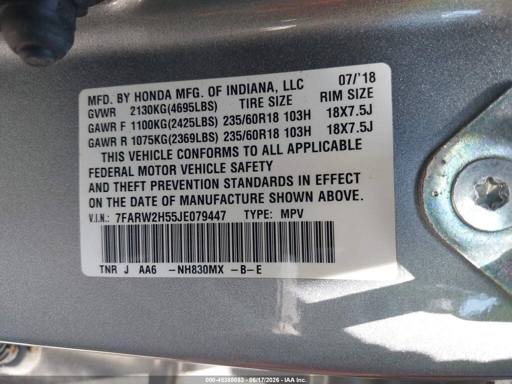 7FARW2H55JE079447 2018 HONDA CR-V photo no. 9