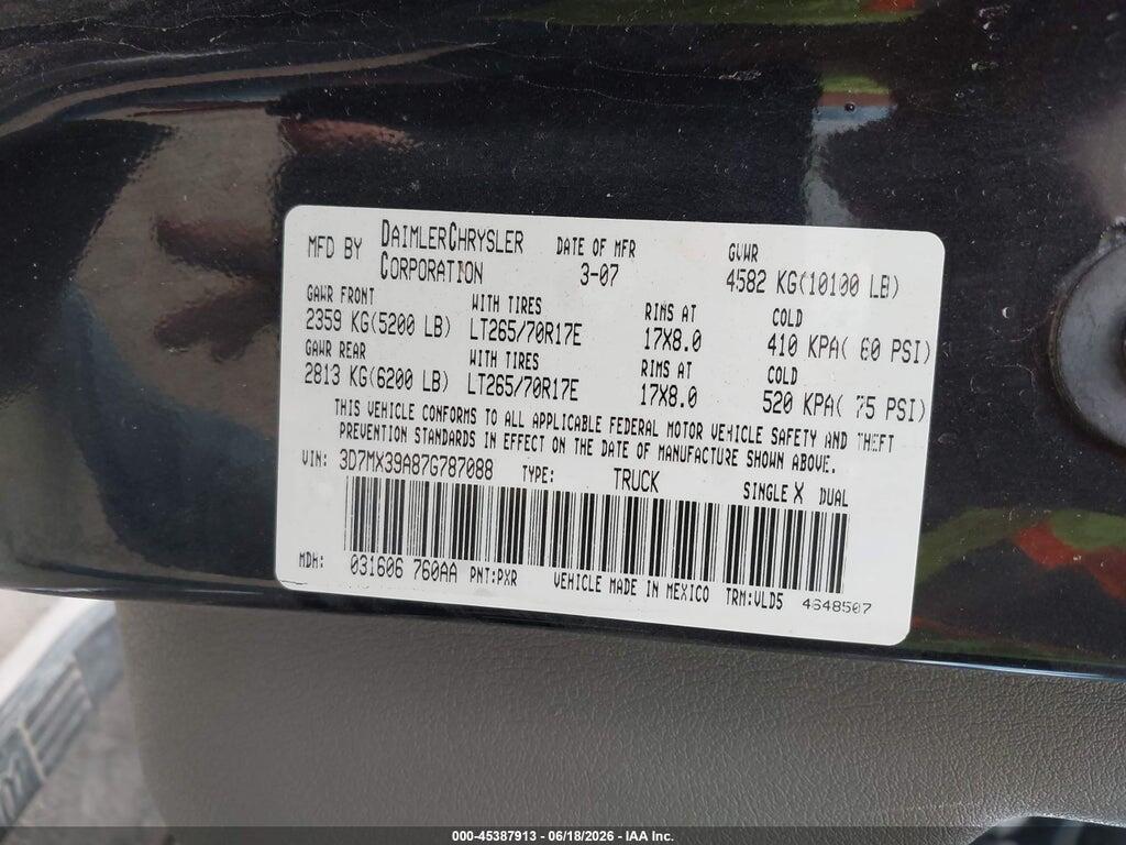 3D7MX39A87G787088 2007 DODGE RAM 3500 photo no. 8
