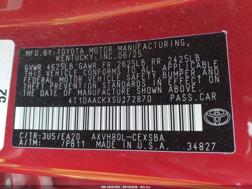 4T1DAACKXSU172870 2025 TOYOTA CAMRY photo no. 9