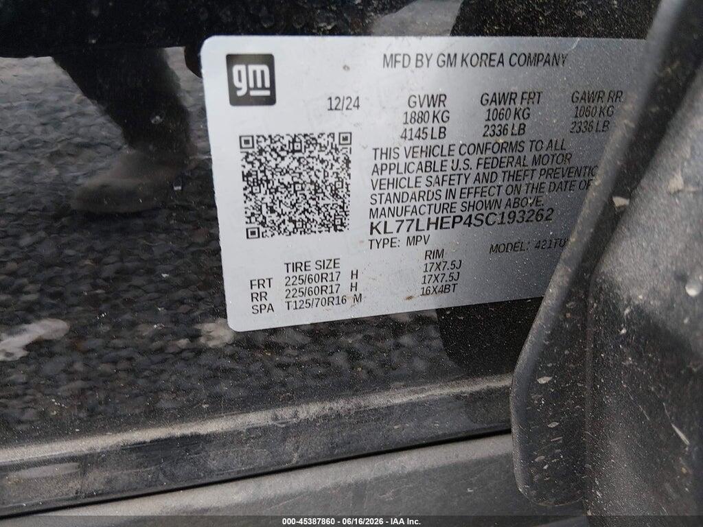 KL77LHEP4SC193262 2025 CHEVROLET TRAX photo no. 9