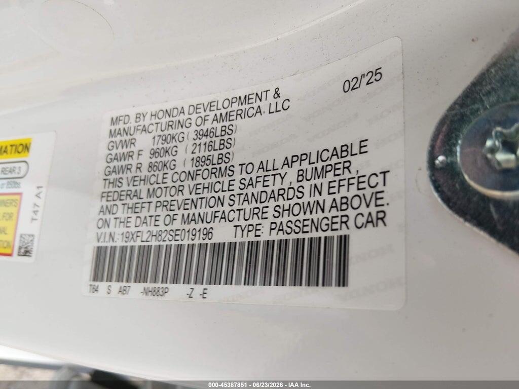 19XFL2H82SE019196 2025 HONDA CIVIC SEDAN photo no. 9