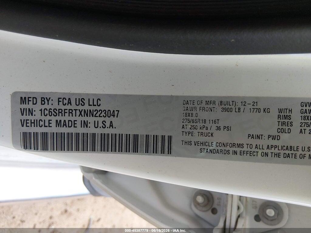 1C6SRFRTXNN223047 2022 RAM 1500 photo no. 9