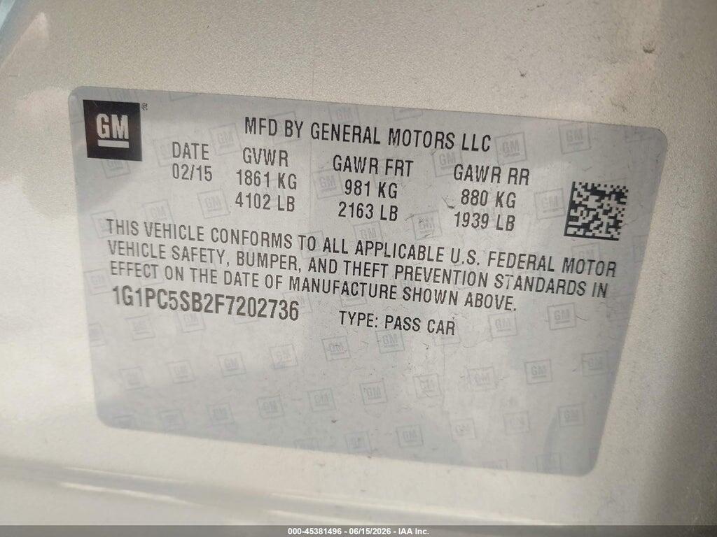 1G1PC5SB2F7202736 2015 CHEVROLET CRUZE photo no. 9