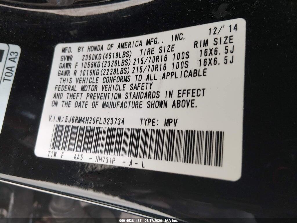 5J6RM4H30FL023734 2015 HONDA CR-V photo no. 9