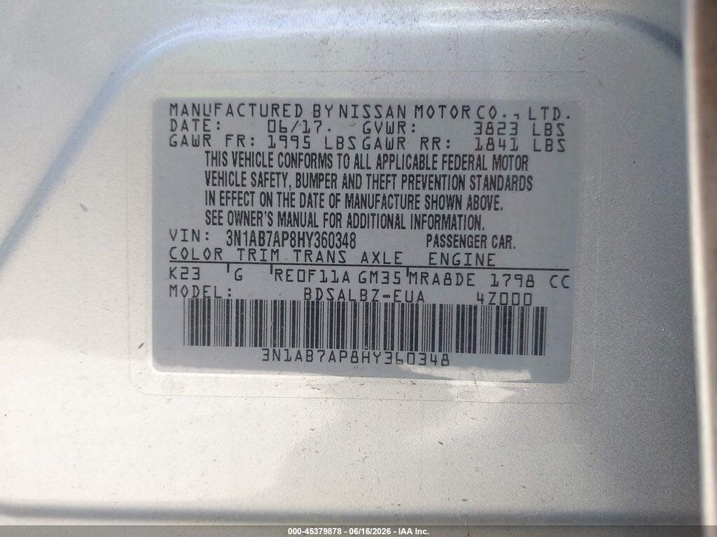 3N1AB7AP8HY360348 2017 NISSAN SENTRA photo no. 9