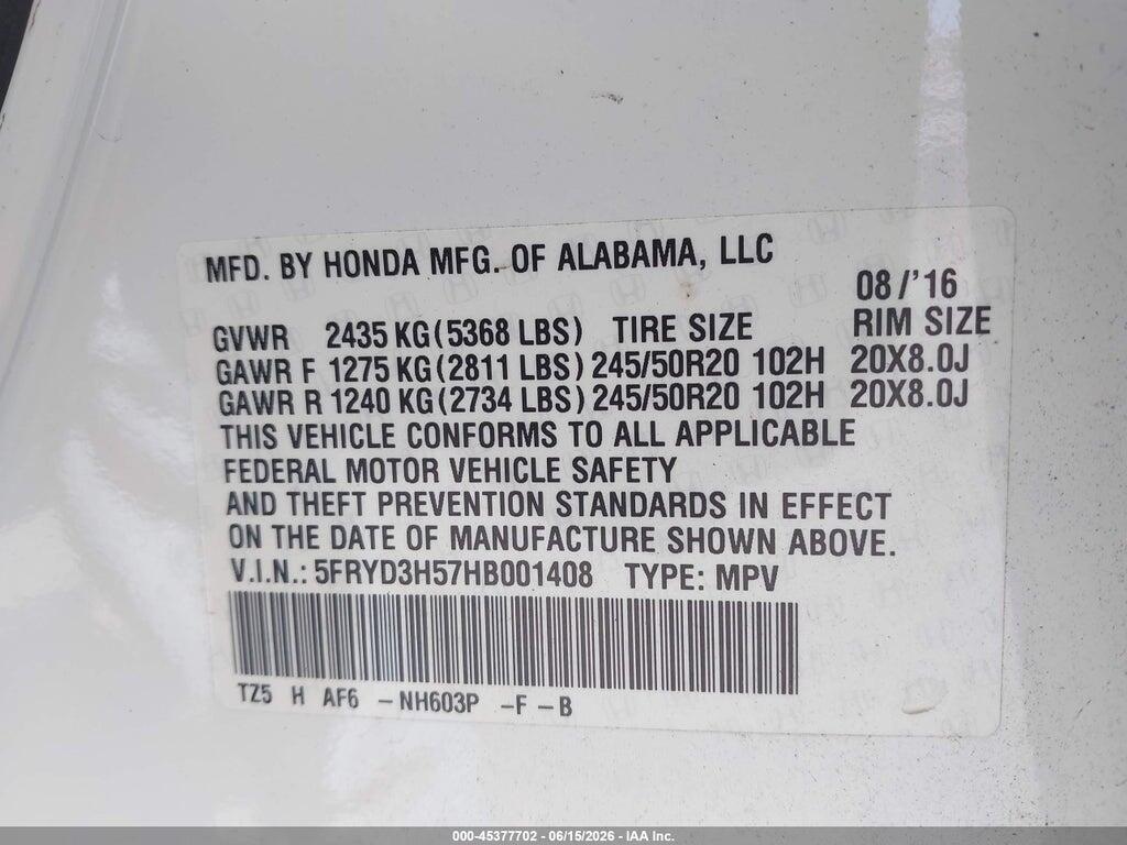 5FRYD3H57HB001408 2017 ACURA MDX photo no. 9