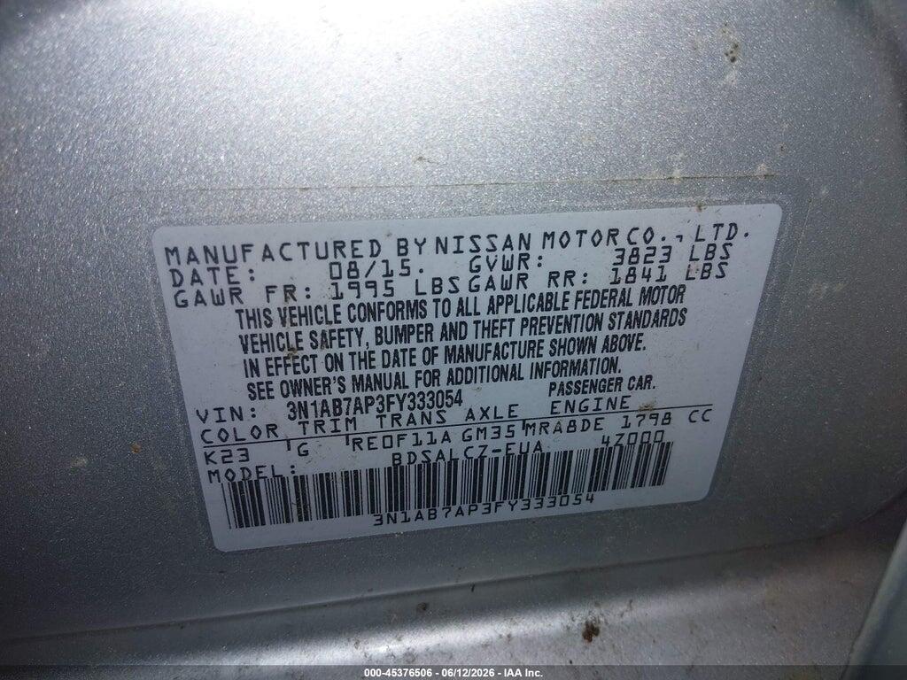 3N1AB7AP3FY333054 2015 NISSAN SENTRA photo no. 9