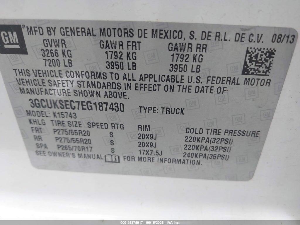 3GCUKSEC7EG187430 2014 CHEVROLET SILVERADO 1500 photo no. 9