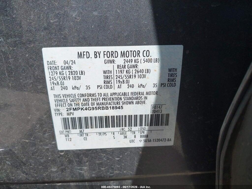 2FMPK4G95RBB18945 2024 FORD EDGE photo no. 9