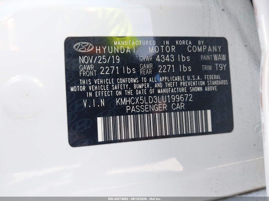 KMHCX5LD3LU199672 2020 HYUNDAI IONIQ PLUG-IN HYBRID photo no. 9