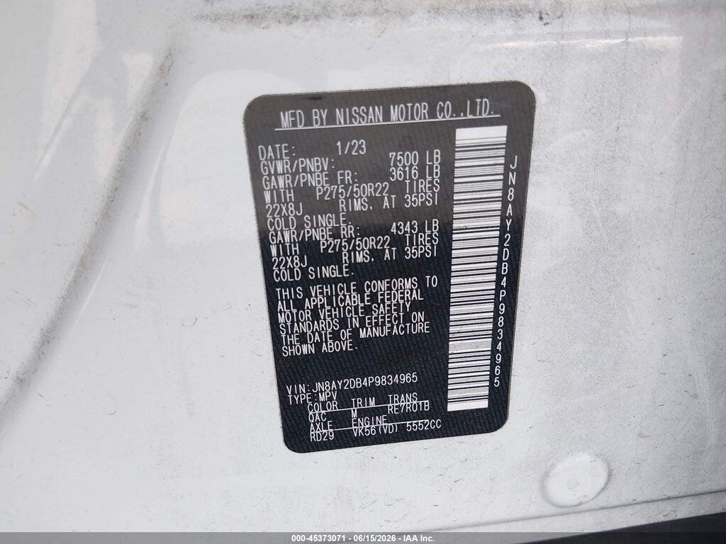 JN8AY2DB4P9834965 2023 NISSAN ARMADA photo no. 9
