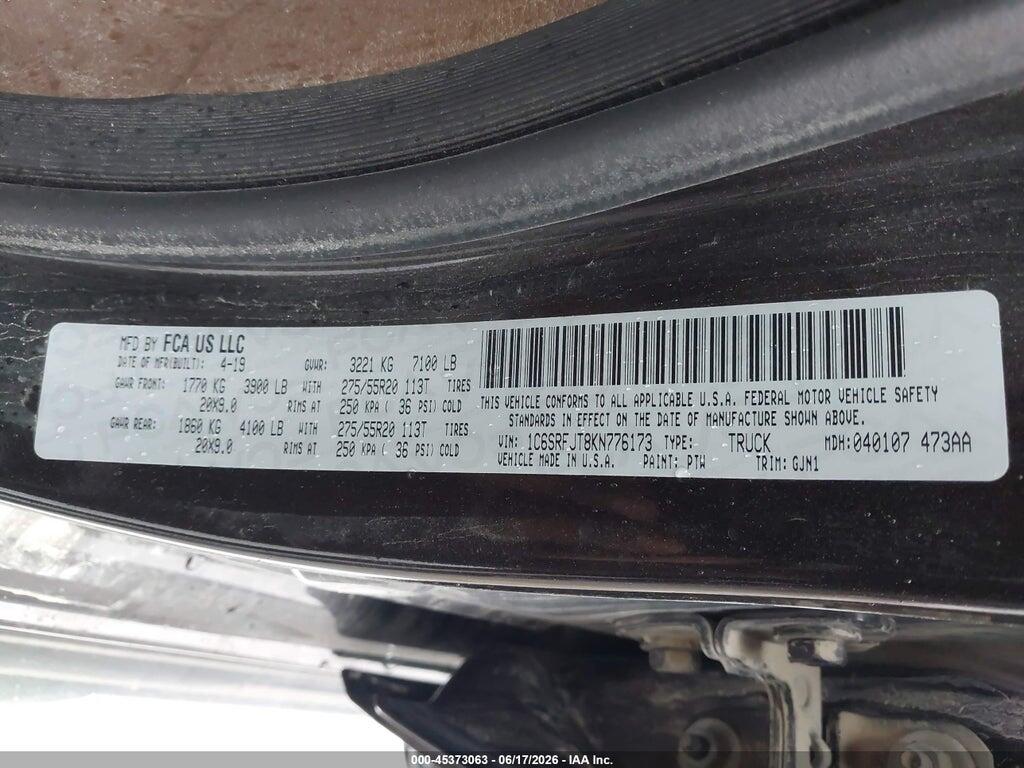 1C6SRFJT8KN776173 2019 RAM 1500 photo no. 9