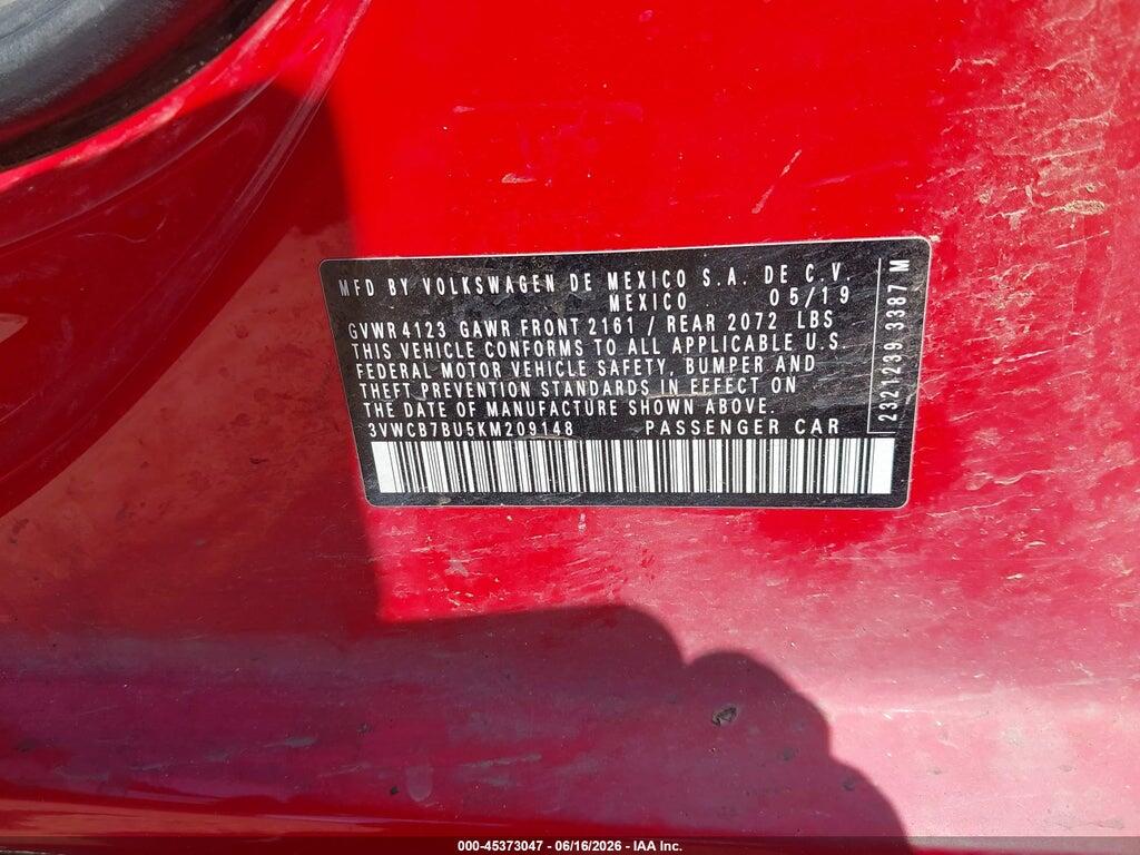 3VWCB7BU5KM209148 2019 VOLKSWAGEN JETTA photo no. 9