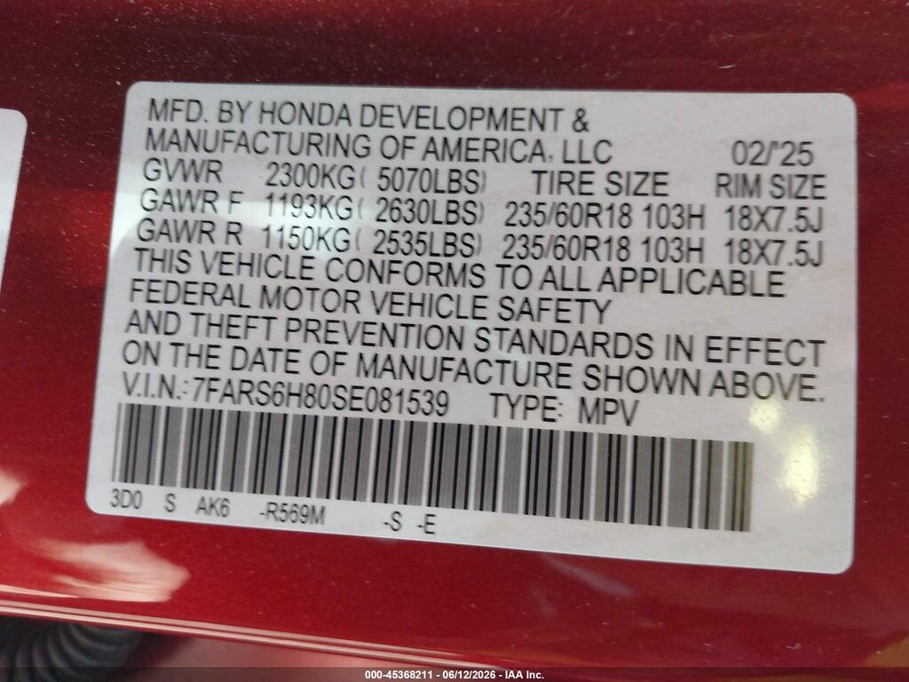 7FARS6H80SE081539 2025 HONDA CR-V HYBRID photo no. 9