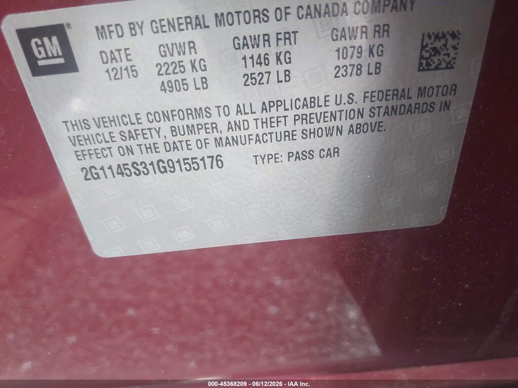 2G1145S31G9155176 2016 CHEVROLET IMPALA photo no. 9