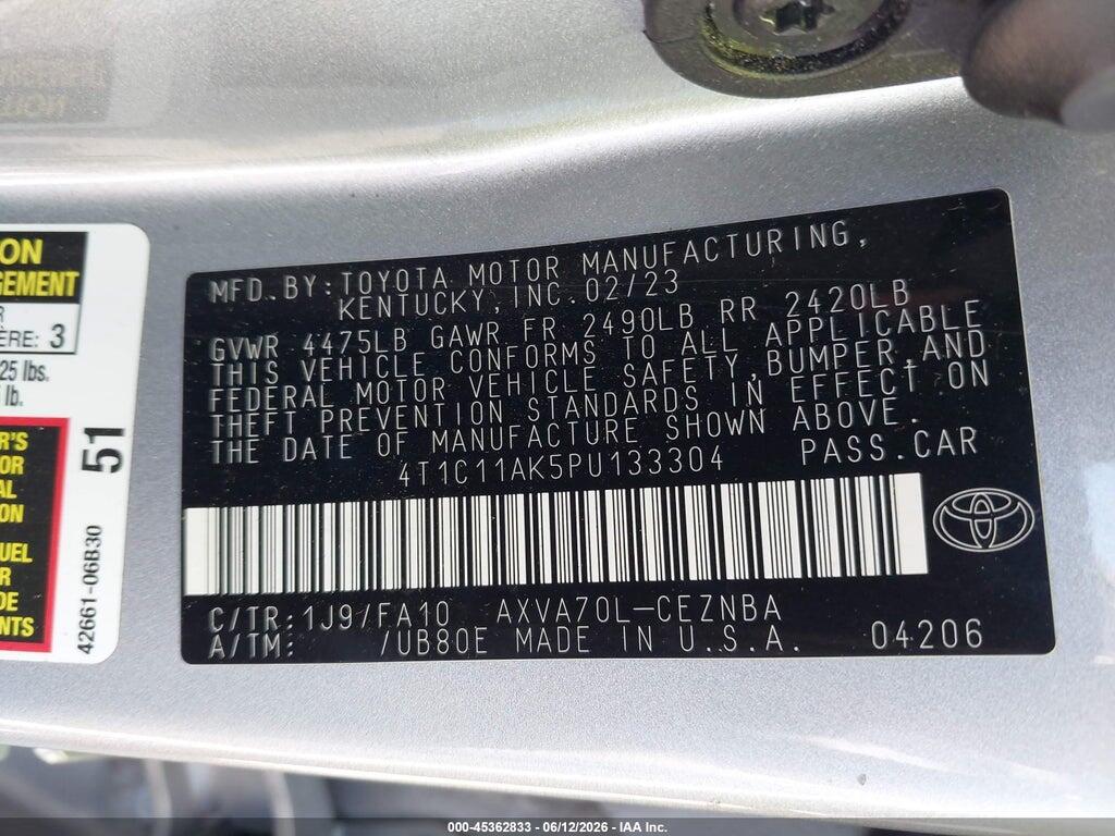 4T1C11AK5PU133304 2023 TOYOTA CAMRY photo no. 9
