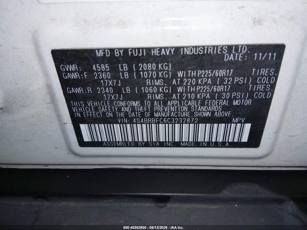 4S4BRBFC6C3232872 2012 SUBARU OUTBACK photo no. 9