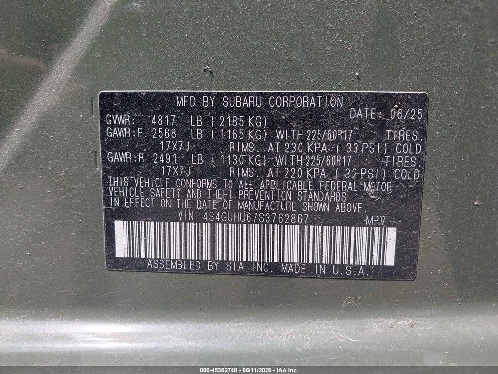 4S4GUHU67S3762867 2025 SUBARU CROSSTREK photo no. 9