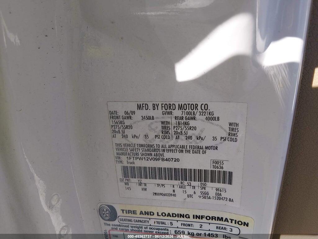 1FTPW12V09FB40720 2009 FORD F-150 photo no. 9