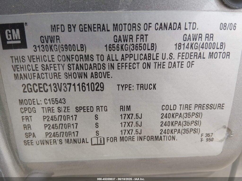 2GCEC13V371161029 2007 CHEVROLET SILVERADO 1500 CLASSIC photo no. 9