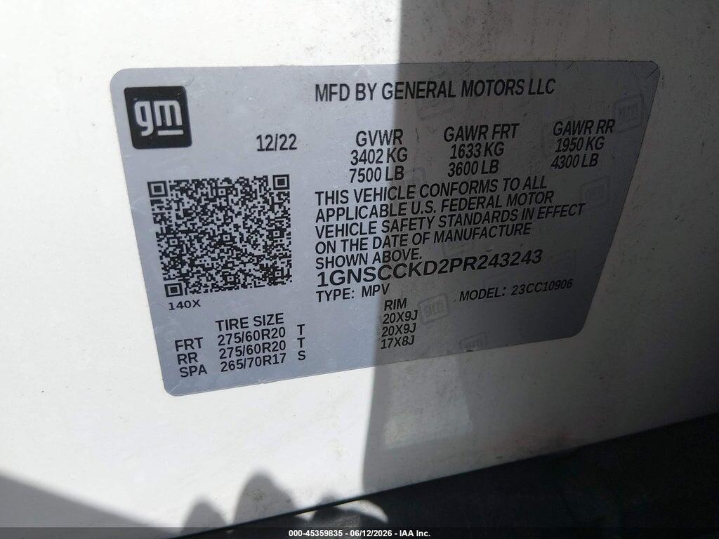 1GNSCCKD2PR243243 2023 CHEVROLET SUBURBAN photo no. 9