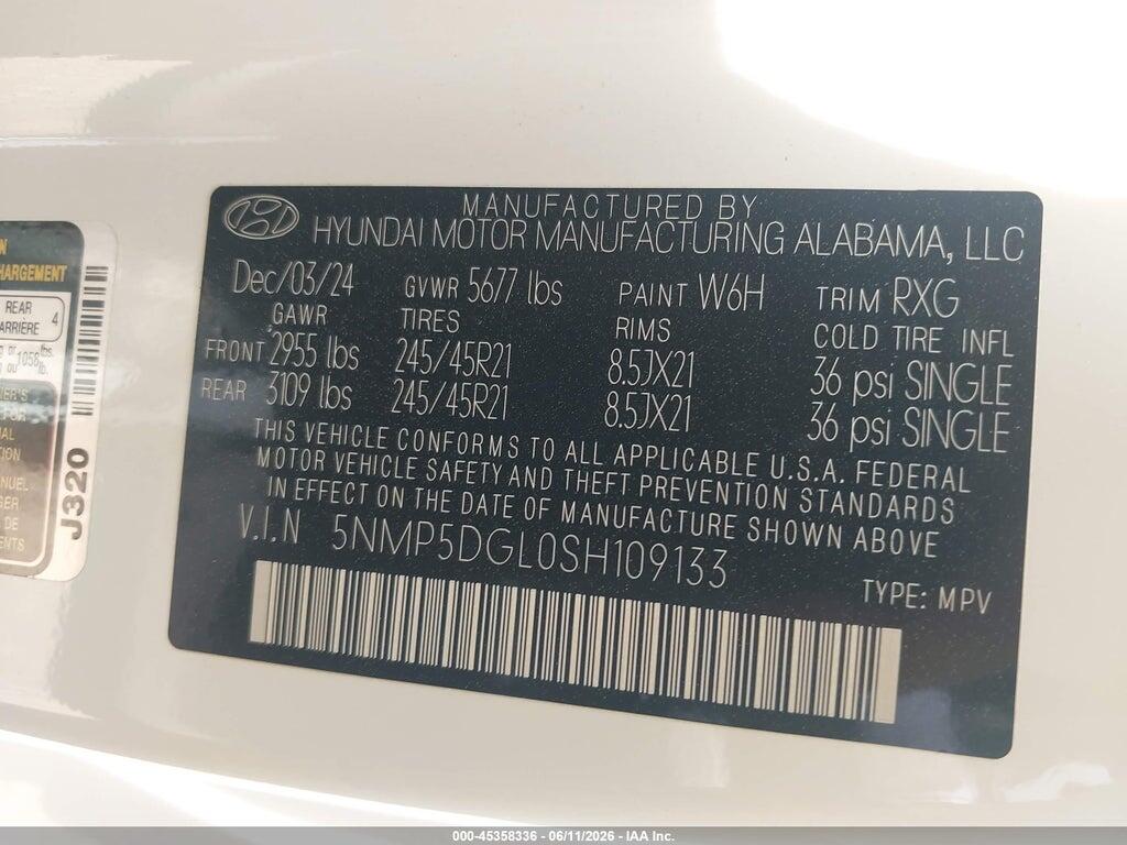5NMP5DGL0SH109133 2025 HYUNDAI SANTA FE photo no. 9