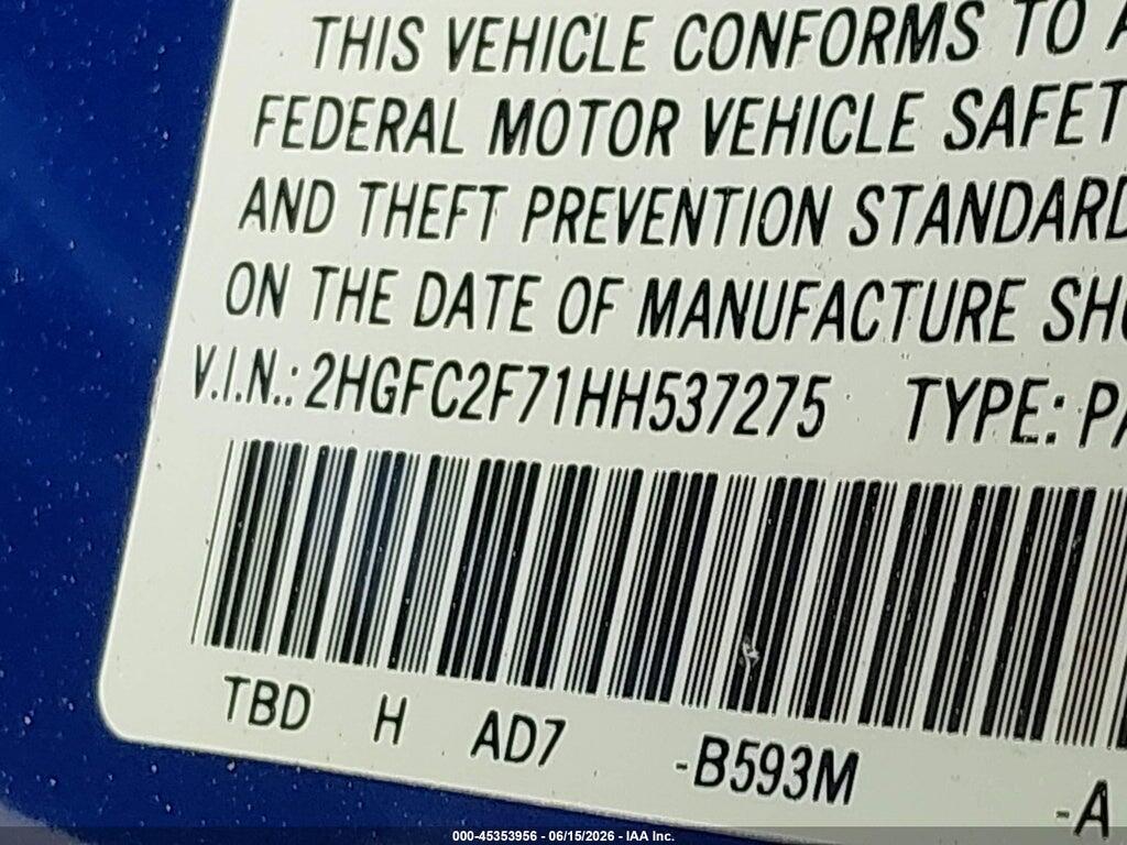 2HGFC2F71HH537275 2017 HONDA CIVIC photo no. 9