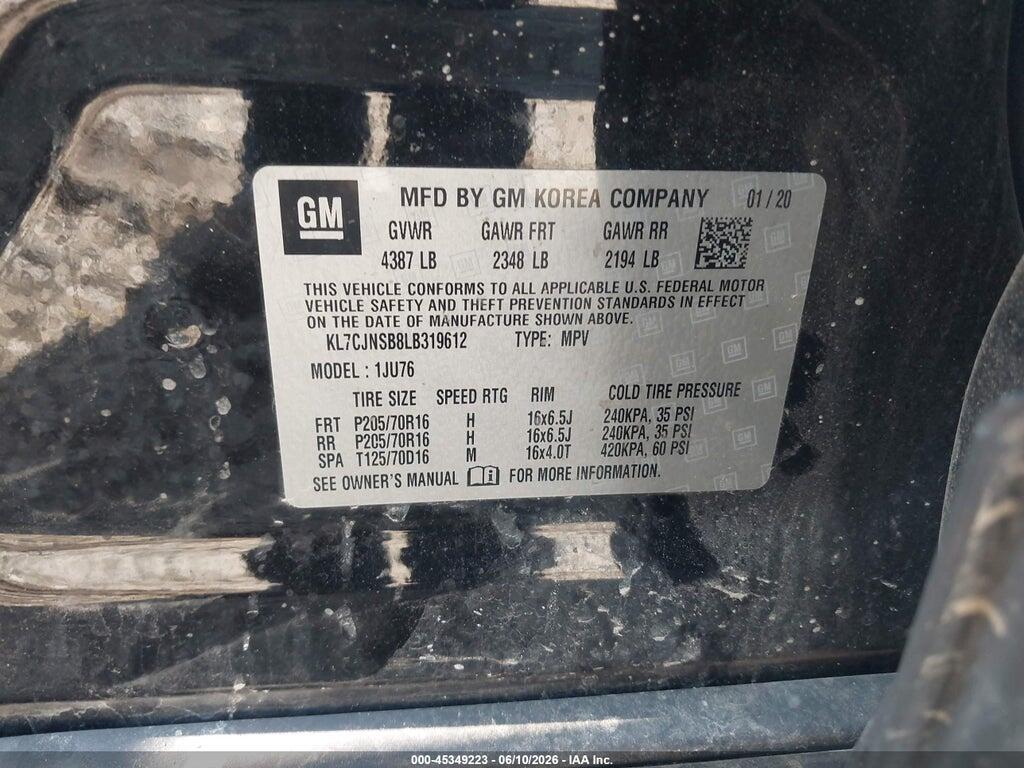 KL7CJNSB8LB319612 2020 CHEVROLET TRAX photo no. 9