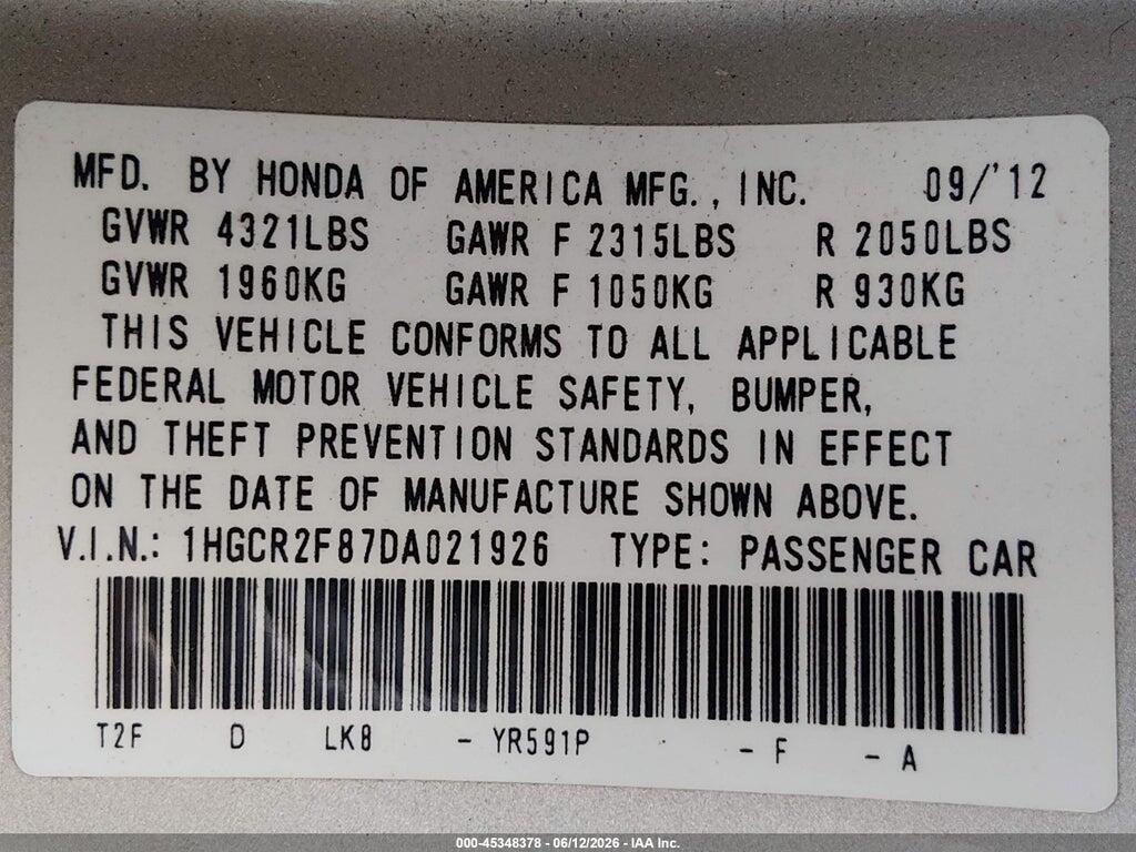 1HGCR2F87DA021926 2013 HONDA ACCORD photo no. 9