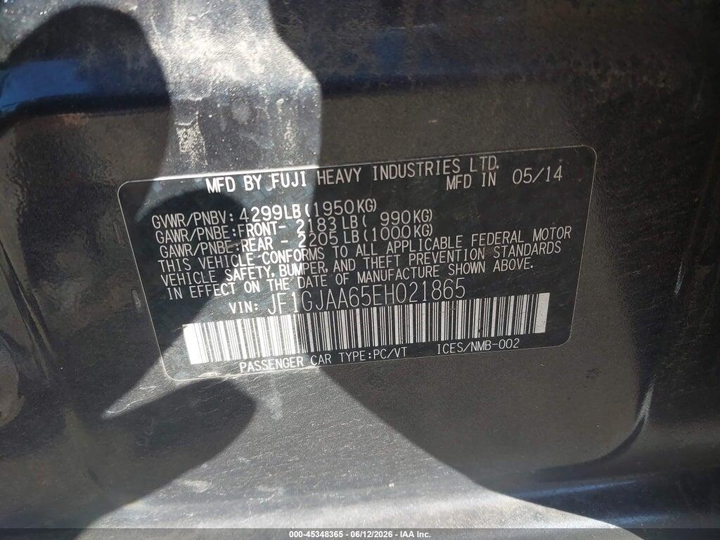 JF1GJAA65EH021865 2014 SUBARU IMPREZA photo no. 9