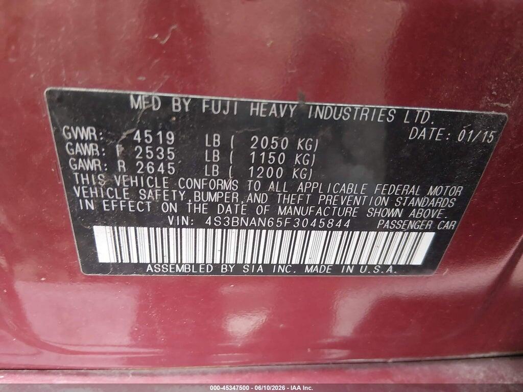 4S3BNAN65F3045844 2015 SUBARU LEGACY photo no. 9
