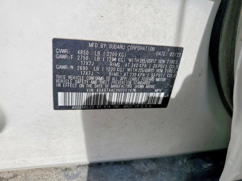 4S4BTAACXN3201436 2022 SUBARU OUTBACK photo no. 12