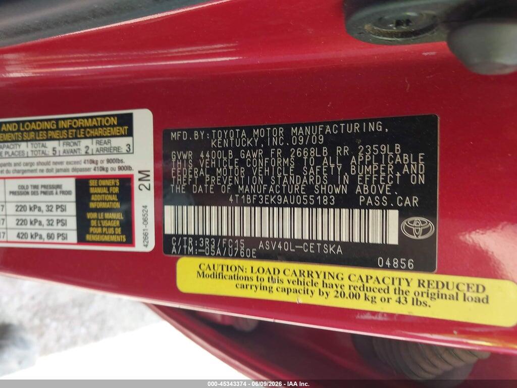 4T1BF3EK9AU055183 2010 TOYOTA CAMRY photo no. 9