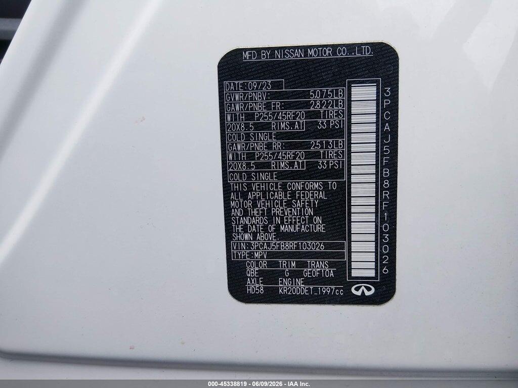 3PCAJ5FB8RF103026 2024 INFINITI QX50 photo no. 9