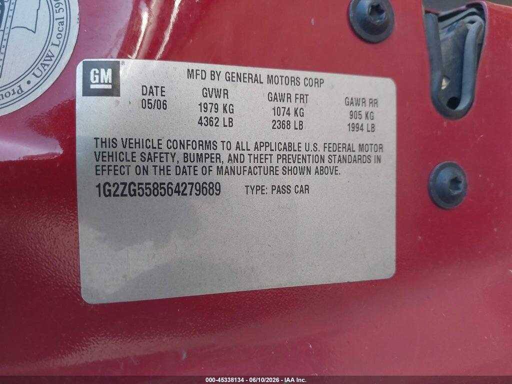 1G2ZG558564279689 2006 PONTIAC G6 photo no. 9