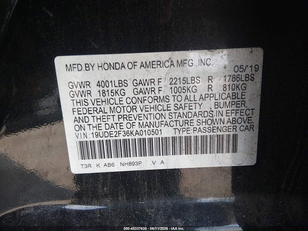 19UDE2F36KA010501 2019 ACURA ILX photo no. 9