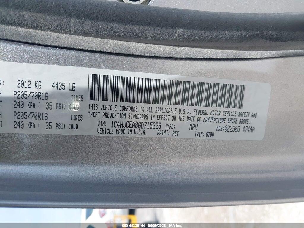 1C4NJCEA8GD715228 2016 JEEP COMPASS photo no. 9