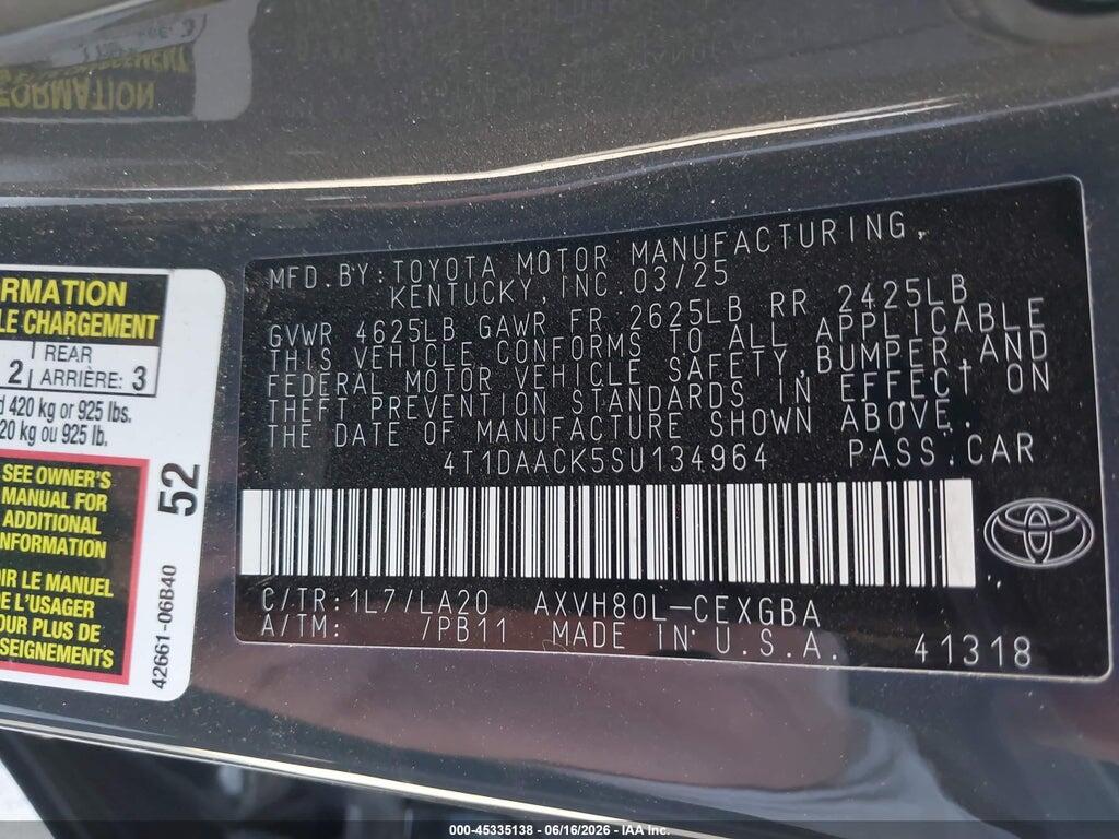 4T1DAACK5SU134964 2025 TOYOTA CAMRY photo no. 9