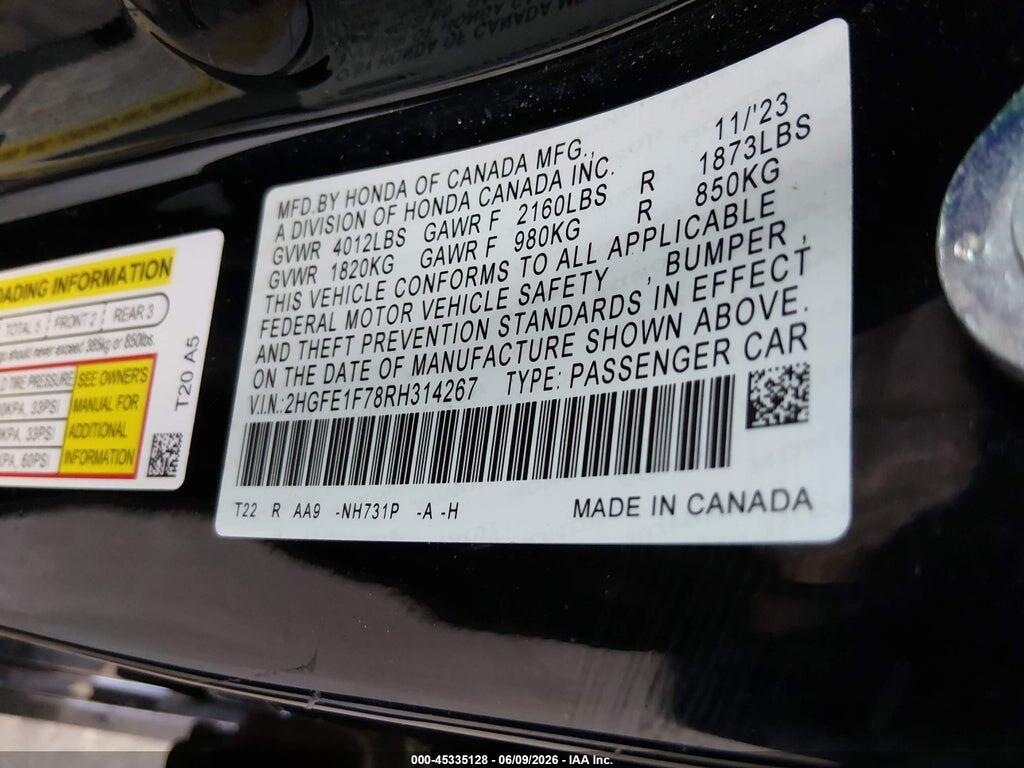 2HGFE1F78RH314267 2024 HONDA CIVIC photo no. 9